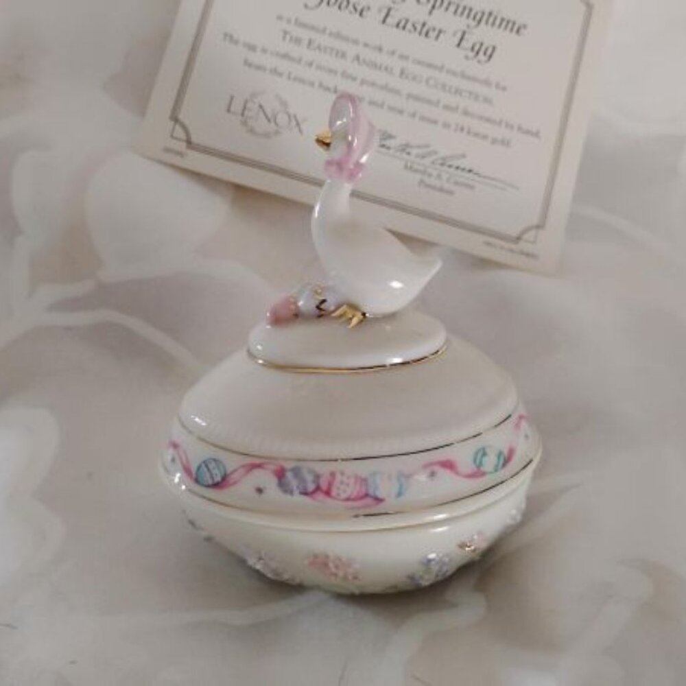 Lenox ~ 2003 Springtime Goose Easter Egg ~ COA